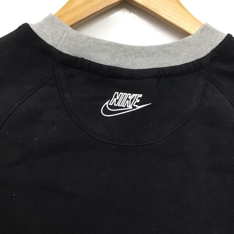 ナイキ NIKE トレーナー 長袖 キッズ スウェット 裏起毛 S ロゴ、文字 黒 / ブラック / X 灰 / グレー /  ボーイズ USED 古着 中古 10117756