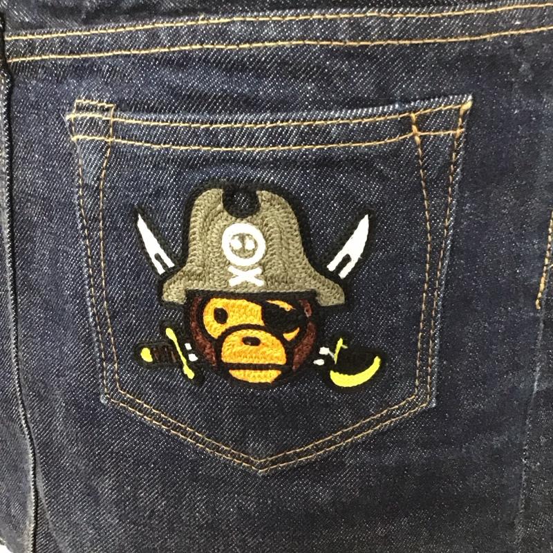 アベイシングエイプ A BATHING APE スカート ひざ丈スカート 4800-255-509 デニムスカート マイロ PIRATE パイレーツ XXS ワンポイント インディゴ / インディゴ /  レディース USED 古着 中古 10115099