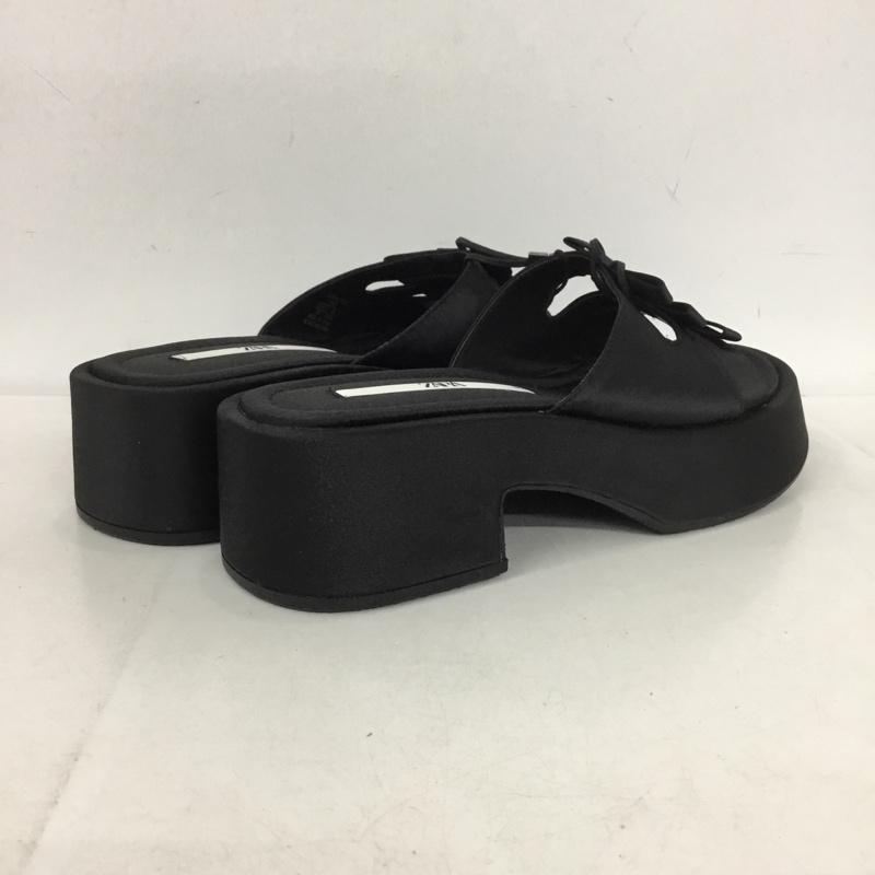 ザラ ZARA サンダル サンダル 3638 410 800 リボンサンダル EU38 無地 黒 / ブラック /  レディース USED 古着 中古 10150243