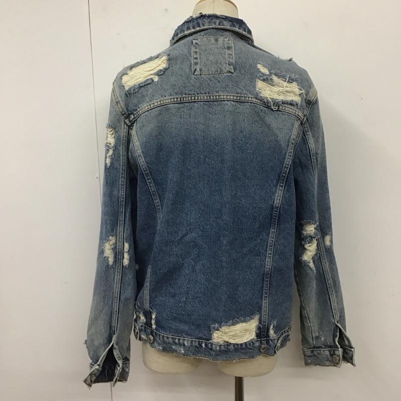 ザラ ZARA ジャケット、上着 ジャケット、ブレザー デニムジャケット カラージャケット 長袖ジャケット ダメージ加工ブルゾン L 無地 インディゴ / インディゴ /  メンズ USED 古着 中古 10110811