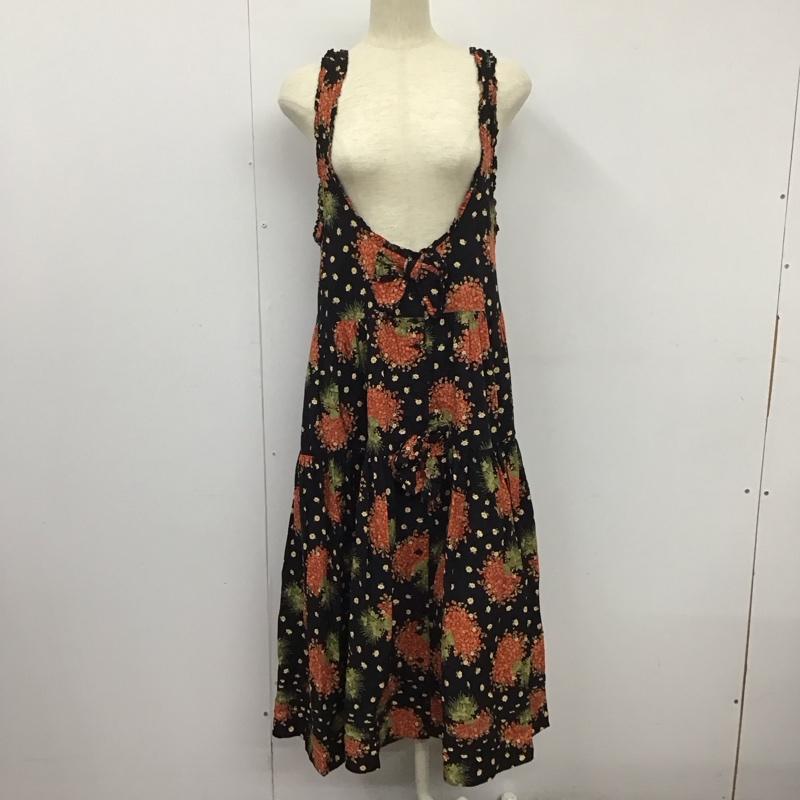 ピンクハウス PINK HOUSE ワンピース ロングスカート PO134FS10 ノースリーブ ジャンパースカート 花柄 黒 / ブラック /  レディース USED 古着 中古 10133359