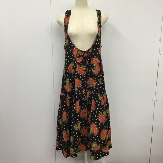 ピンクハウス PINK HOUSE ワンピース ロングスカート PO134FS10 ノースリーブ ジャンパースカート 花柄 黒 / ブラック /  レディース USED 古着 中古 10133359
