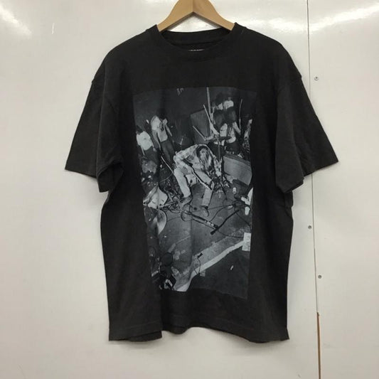 ビオトープ BIOTOP Tシャツ 半袖 半袖カットソー プリントTシャツ クルーネックカットソー charlespeterson XL プリント 黒 / ブラック /  メンズ USED 古着 中古 10141730