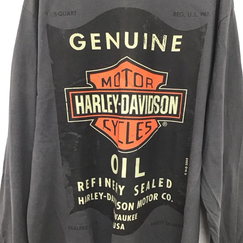 ハーレーダビッドソン Harley-Davidson カットソー 長袖 長袖カットソー プリントカットソー クルーネック L プリント 黒 / ブラック /  メンズ USED 古着 中古 10133146