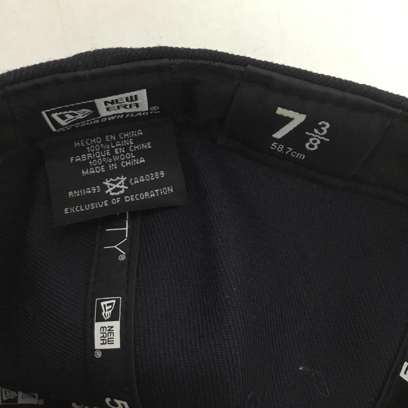 ニューエラ NEW ERA 帽子 キャップ MR.GENTLEMAN ウール 58.7cm 59FIFTY ロゴ、文字 紺 / ネイビー /  メンズ USED 古着 中古 10146324