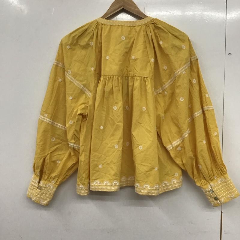 ザラ ZARA カーディガン 長袖 長袖カーディガン 前開き ノーカラー S 刺繍 黄 / イエロー /  レディース USED 古着 中古 10135613