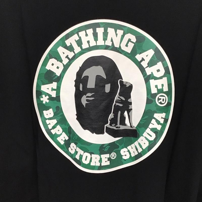 ベイプ BAPE カットソー 長袖 長袖カットソー プリントカットソー クルーネック XXL プリント 黒 / ブラック /  メンズ USED 古着 中古 10130681