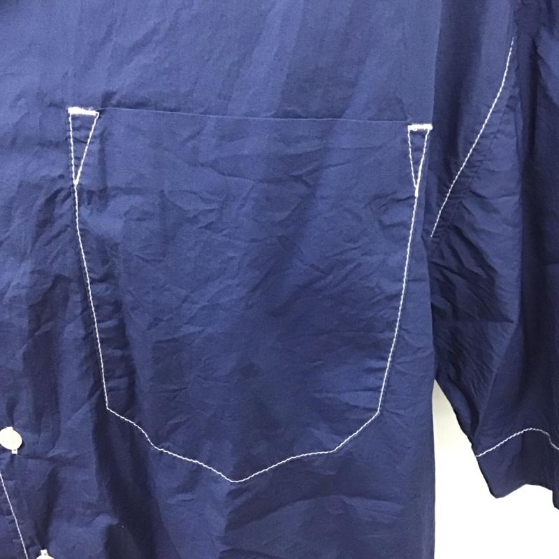 ザラ ZARA シャツ、ブラウス 半袖 L 無地 紺 / ネイビー /  メンズ USED 古着 中古 10128319