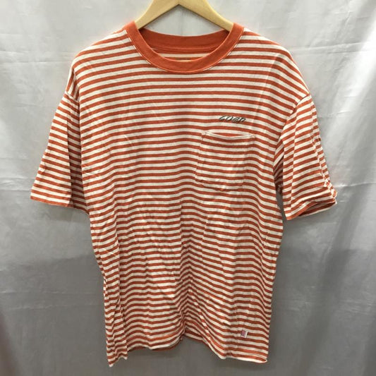 コーエン coen Tシャツ 半袖 7525-637-0260 ロゴ刺繍 M ボーダー柄 橙 / オレンジ / X アイボリー / アイボリー /  メンズ USED 古着 中古 10119324