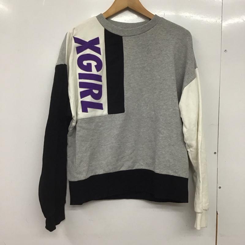 エックスガール X-girl トレーナー 長袖 長袖スウェット クルーネックカットソー トレーナー 1 ロゴ、文字 灰 / グレー /  レディース USED 古着 中古 10145109