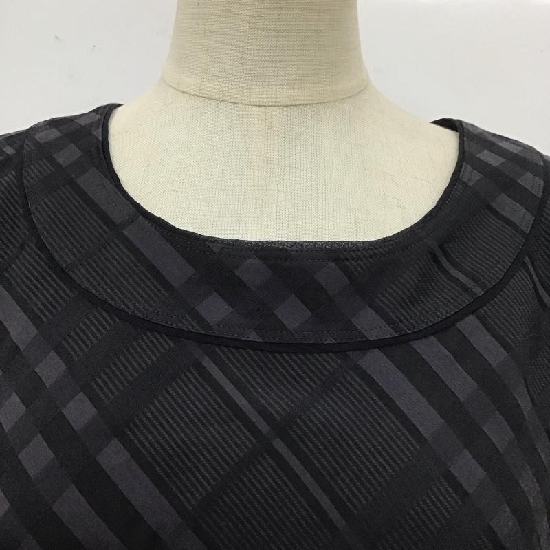 バーバリーロンドン Burberry London ワンピース ひざ丈スカート FMG18-037-28 ノースリーブ ベルト付き 44 チェック 黒 / ブラック /  レディース USED 古着 中古 10112958