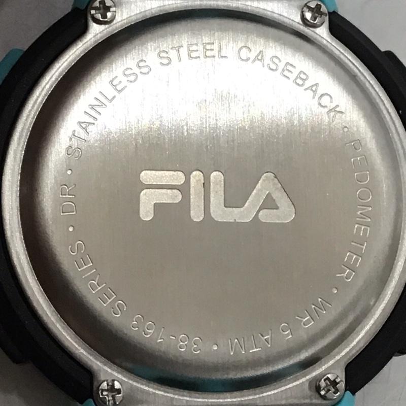フィラ FILA 腕時計 デジタル 38-163 箱有 ロゴ、文字 水色 / ライトブルー / X 黒 / ブラック /  レディース USED 古着 中古 10134449