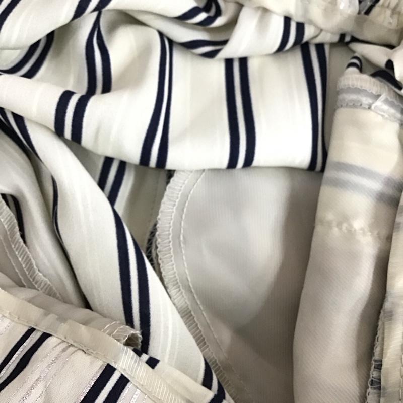 ザラベーシック ZARA BASIC ボトムス ボトムス 9929 221 104 ワイドパンツ クロップド丈 S ストライプ 紺 / ネイビー / X 銀 / シルバー / X オフホワイト / オフホワイト /  レディース USED 古着 中古 10117229