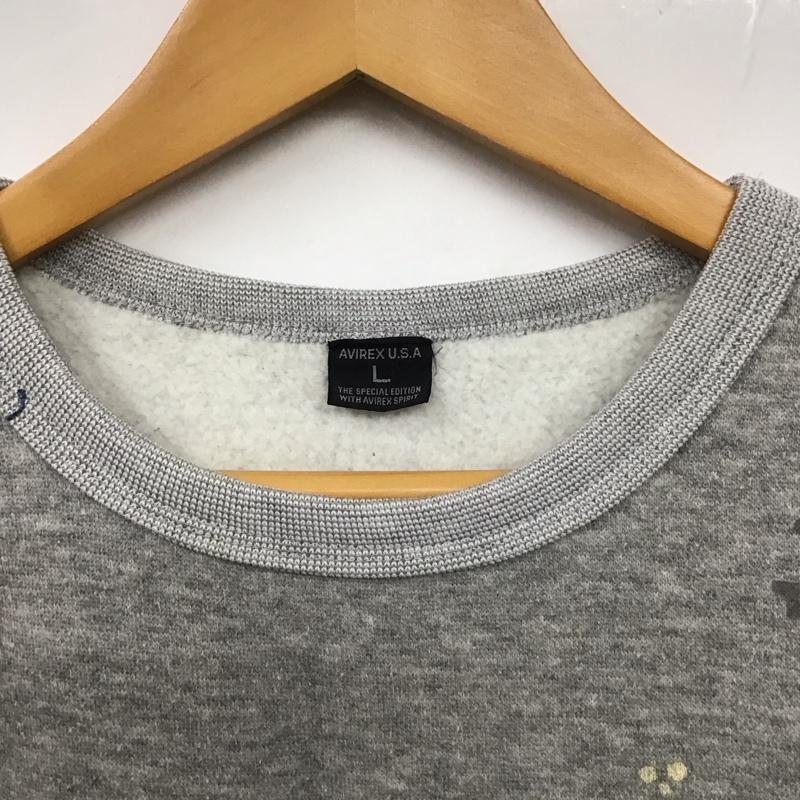 アヴィレックス AVIREX U.S.A. カットソー 半袖 半袖カットソー プリントTシャツ クルーネックカットソー L プリント 灰 / グレー /  メンズ USED 古着 中古 10131427