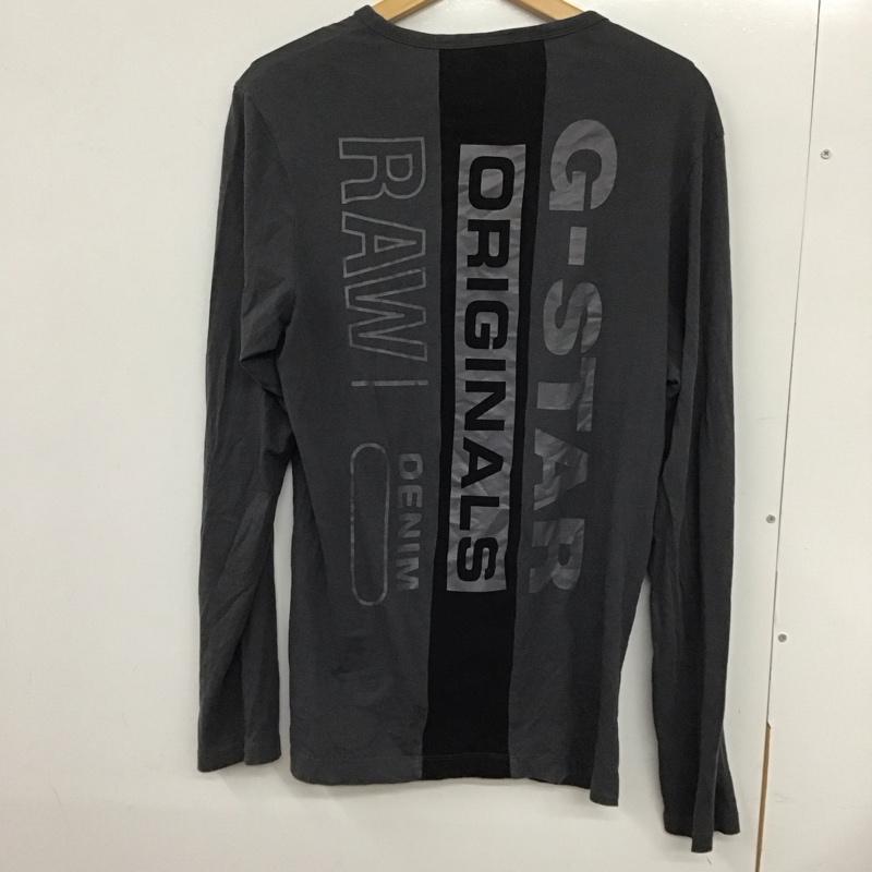 ジースターロゥ G-STAR RAW カットソー 長袖 長袖カットソー プリントカットソー クルーネック M ロゴ、文字 灰 / グレー /  メンズ USED 古着 中古 10132692