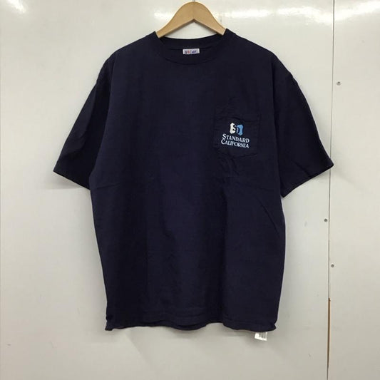 スタンダード カリフォルニア STANDARD CALIFORNIA Tシャツ 半袖 半袖カットソー プリントTシャツ クルーネックカットソー XL ロゴ、文字 紺 / ネイビー /  メンズ USED 古着 中古 10137521
