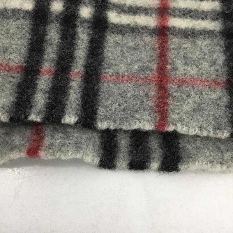 バーバリーズ BURBERRYS マフラー マフラー ラムウール フリンジ チェック 灰 / グレー /  メンズ USED 古着 中古 10142733