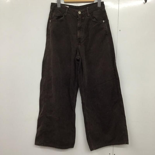 ザラ ZARA パンツ デニム、ジーンズ デニムパンツ ワイドパンツ カジュアルパンツ ストレッチパンツ 36 無地 茶 / ブラウン /  レディース USED 古着 中古 10143778
