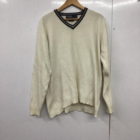 ポロバイラルフローレン Polo by RALPH LAUREN ニット、セーター 長袖 長袖ニットカットソー Vネック セーター L 無地 白 / ホワイト /  メンズ USED 古着 中古 10141642
