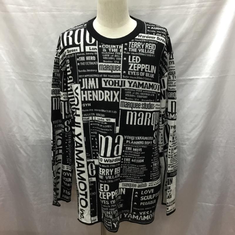ヨウジヤマモト Yohji Yamamoto ニット、セーター 長袖 ub-k48-613 セーター 長袖ニットカットソー 総柄 3 プリント X ロゴ、文字 白 / ホワイト / X 黒 / ブラック /  メンズ USED 古着 中古 10120675