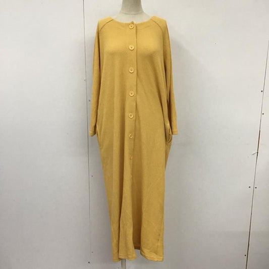 メルロー merlot ワンピース ロングスカート ワッフル サーマル 長袖 前開き 無地 黄 / イエロー /  レディース USED 古着 中古 10114970
