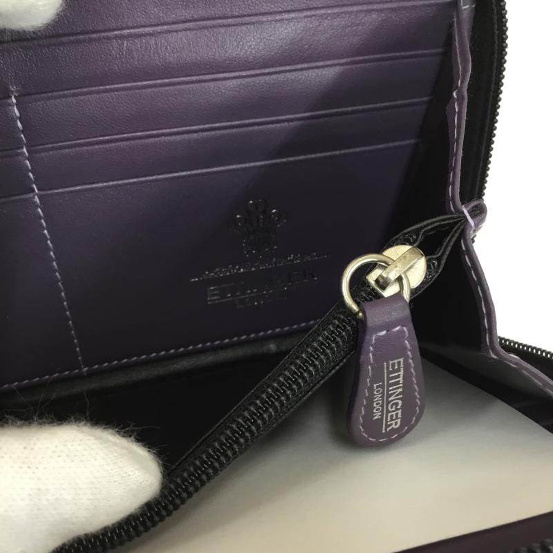 エッティンガー ETTINGER 財布 長財布 無地 黒 / ブラック / X 紫 / パープル /  メンズ USED 古着 中古 10120975