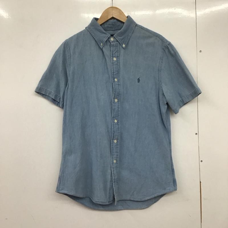 ラルフローレン RALPHLAUREN シャツ、ブラウス 半袖 半袖デニムシャツ ボタンダウンシャツ L ロゴ、文字 インディゴ / インディゴ /  メンズ USED 古着 中古 10133966