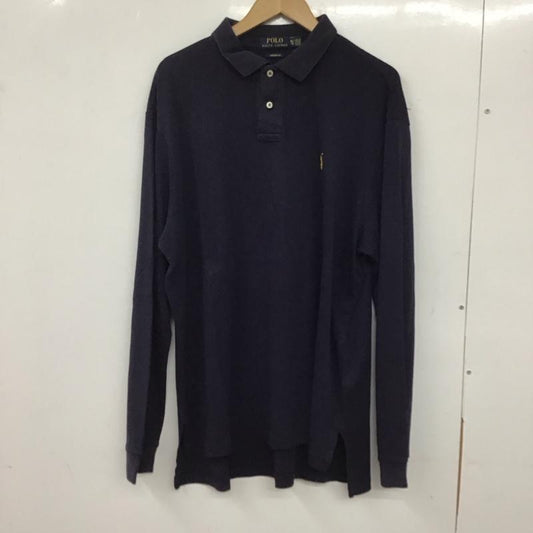 ポロラルフローレン POLO RALPH LAUREN ポロシャツ 長袖 長袖ポロシャツ 長袖カットソー カラーシャツ XL ロゴ、文字 紺 / ネイビー /  メンズ USED 古着 中古 10137304