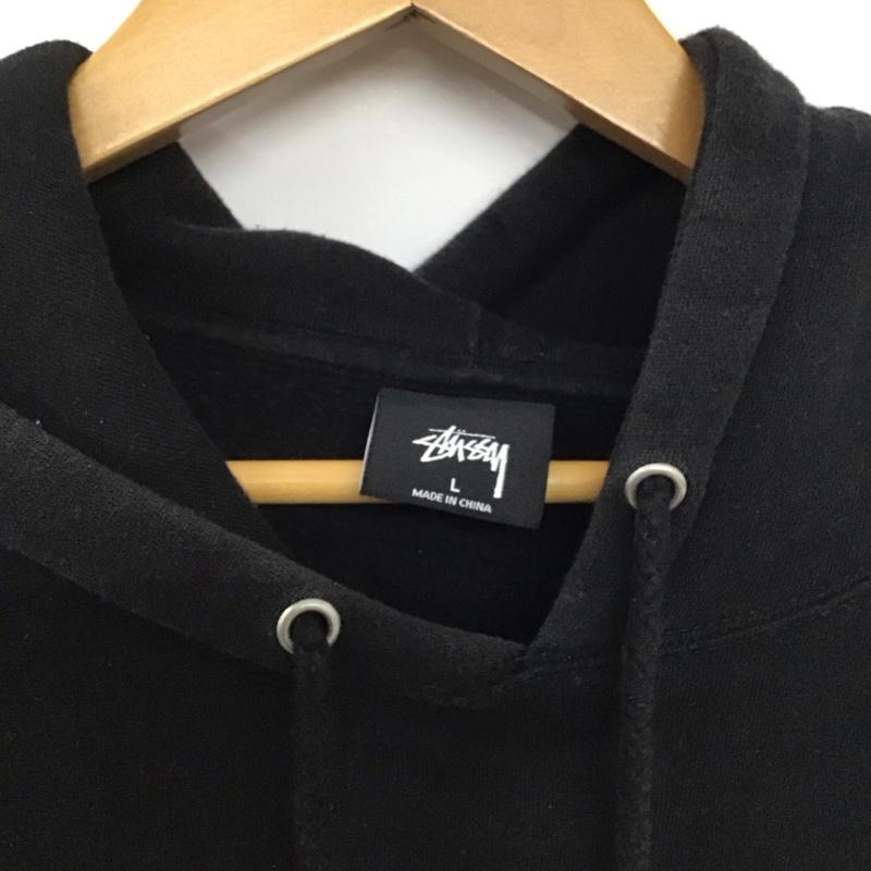 ステューシー STUSSY パーカー 長袖 長袖パーカー プルオーバーパーカー スウェット L ロゴ、文字 黒 / ブラック /  メンズ USED 古着 中古 10142614