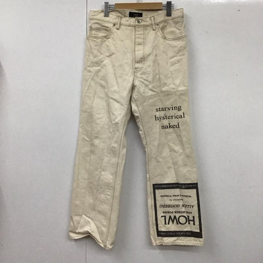 エンソウ ensou パンツ デニム、ジーンズ デニムパンツ ストレートパンツ ワイドパンツ カジュアルパンツ プリントパンツ 32インチ ロゴ、文字 白 / ホワイト /  メンズ USED 古着 中古 10112166