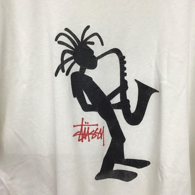 ステューシー STUSSY Tシャツ 半袖 半袖カットソー プリントTシャツ クルーネックカットソー XL プリント 白 / ホワイト /  メンズ USED 古着 中古 10142963