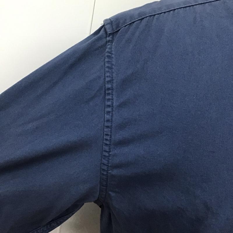 エディーバウアー Eddie Bauer シャツ、ブラウス 長袖 長袖シャツ カラーシャツ ポケットシャツ 長袖カットソー ボタンダウンシャツ M 無地 紺 / ネイビー /  メンズ USED 古着 中古 10122791