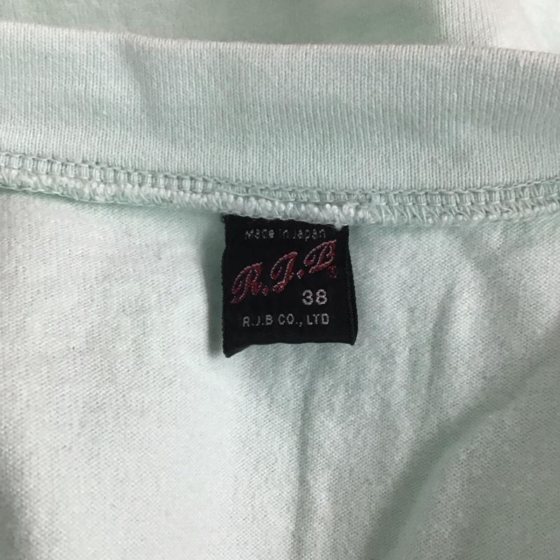 アールジェイビー R.J.B Tシャツ 半袖 フロントボタン Vネック 38 ロゴ、文字 薄緑 / ライトグリーン /  メンズ USED 古着 中古 10107540