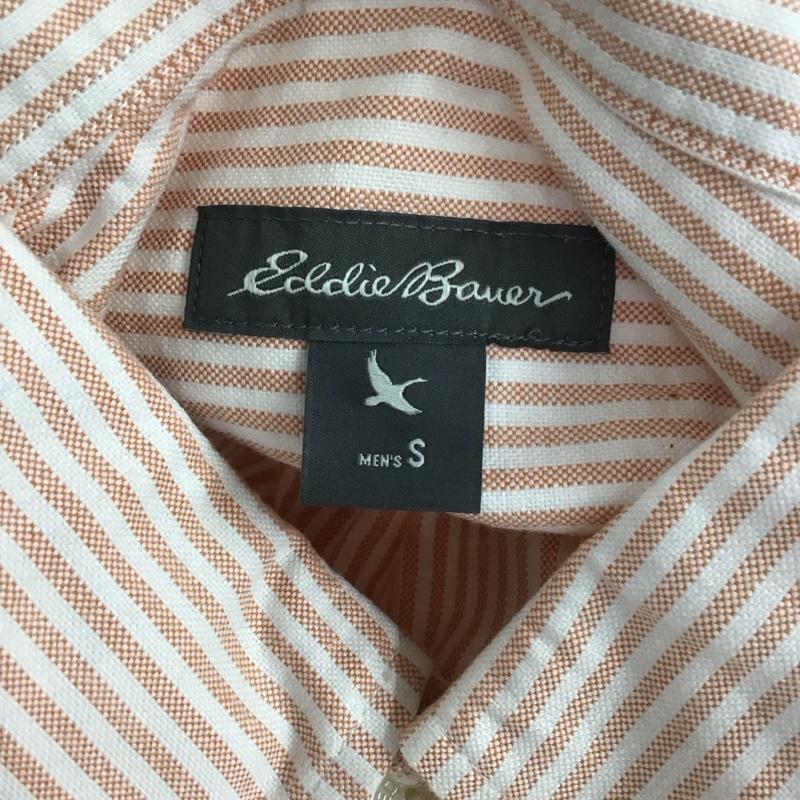 エディーバウアー Eddie Bauer シャツ、ブラウス 半袖 半袖シャツ カラーシャツ カジュアルシャツ ストライプシャツ S ストライプ 橙 / オレンジ /  メンズ USED 古着 中古 10111126