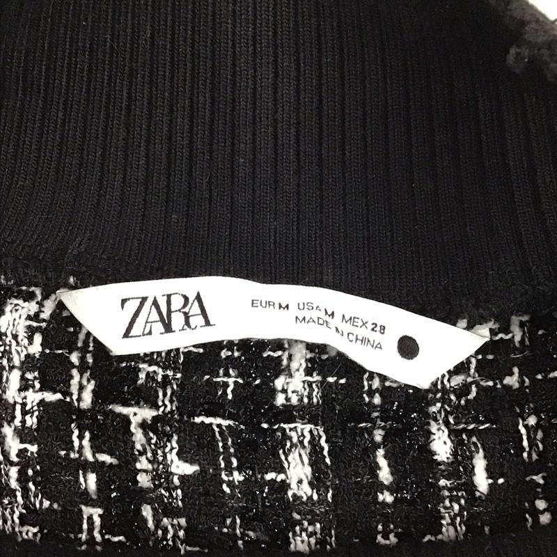 ザラ ZARA ニット、セーター 長袖 3440 252 800 モックネック フリンジ M  黒 / ブラック / X 白 / ホワイト /  レディース USED 古着 中古 10118444
