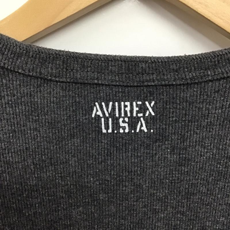 アヴィレックス AVIREX カットソー 長袖 ヘンリーネック M 無地 灰 / グレー /  メンズ USED 古着 中古 10145636
