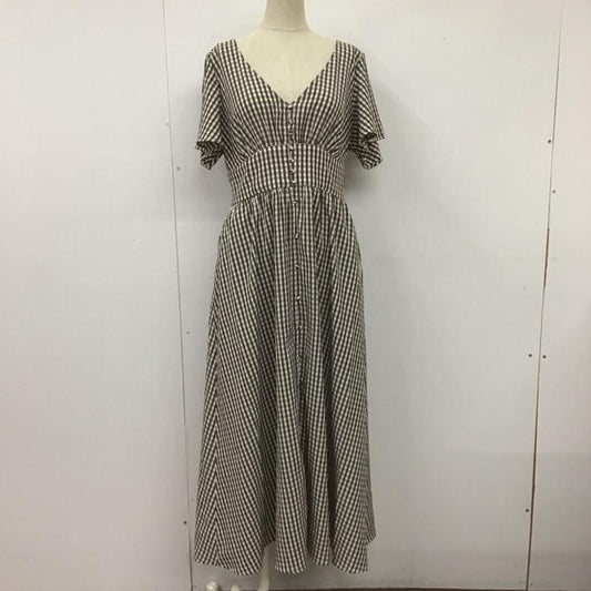 ナイスクラップ NICE CLAUP ワンピース ロングスカート FREE チェック 白 / ホワイト / X 茶 / ブラウン /  レディース USED 古着 中古 10108631
