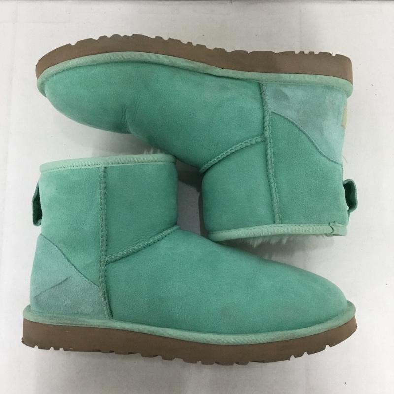 アグ UGG ブーツ ショートブーツ 5854 クラシックミニ ムートン 24cm 24.0cm ロゴ、文字 薄緑 / ライトグリーン /  レディース USED 古着 中古 10144423