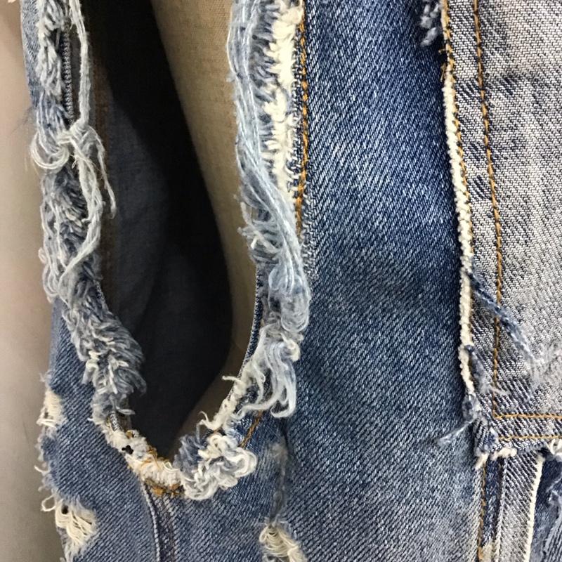 ザラ ZARA ベスト ベスト デニム 2 ダメージ加工 青 / ブルー /  レディース USED 古着 中古 10114454