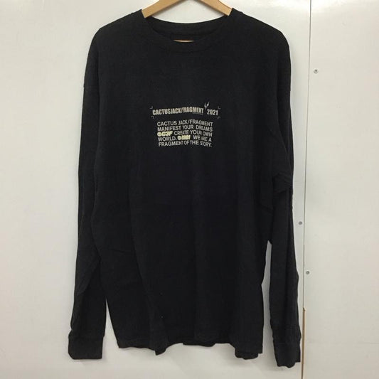 カクタスジャック Cactus Jack カットソー 長袖 長袖カットソー プリントカットソー クルーネック L ロゴ、文字 黒 / ブラック /  メンズ USED 古着 中古 10143173