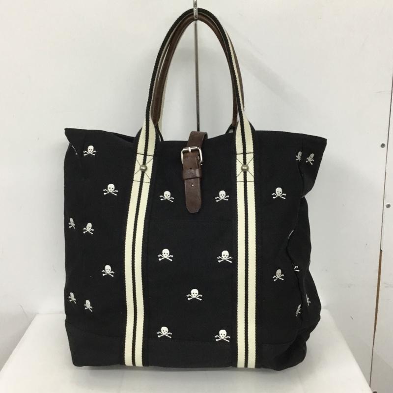 ラルフローレン ラグビー RALPH LAUREN RUGBY トートバッグ トートバッグ スカル ドクロ 刺繍 総柄 黒 / ブラック /  メンズ USED 古着 中古 10128848