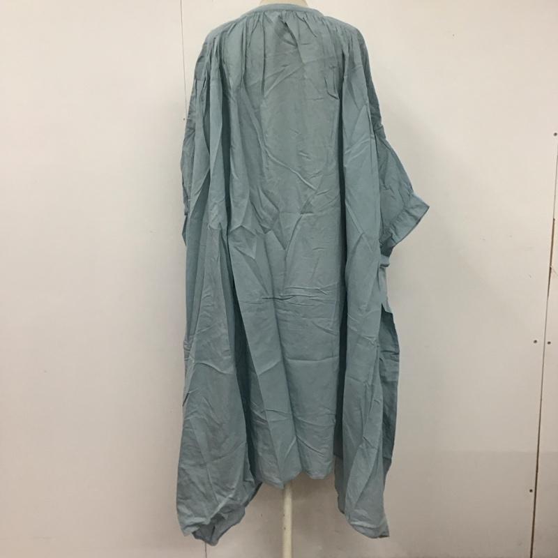 ツムグ tumugu ワンピース ロングスカート ロングワンピース 半袖ワンピース フレアスカート ノーカラーワンピース FREE 無地 水色 / ライトブルー /  レディース USED 古着 中古 10122802