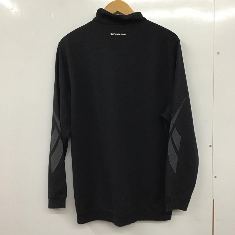 リーボック Reebok カットソー 長袖 長袖カットソー 無地カットソー ジップアップスタンドネック L ロゴ、文字 黒 / ブラック /  メンズ USED 古着 中古 10136830