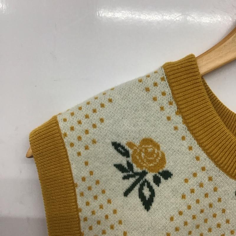 ダブルクローゼット w closet ベスト ベスト 332427 ニットベスト プルオーバー 花柄 黄 / イエロー / X オフホワイト / オフホワイト /  レディース USED 古着 中古 10146411