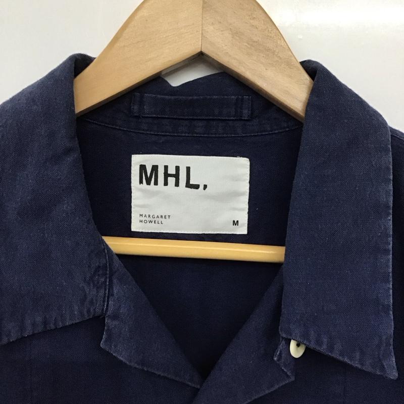 エムエイチエル MHL. シャツ、ブラウス 長袖 596-8150500 コットン M 無地 紺 / ネイビー /  メンズ USED 古着 中古 10145216