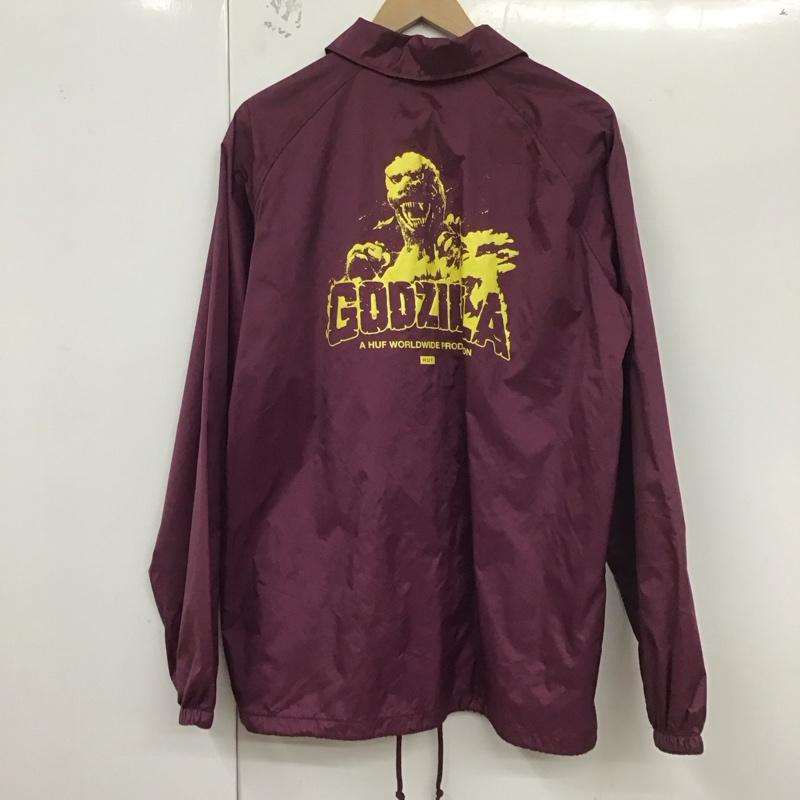 ハフ HUF ジャケット、上着 ジャケット、ブレザー ナイロンジャケット カジュアルジャケット アウター godzilla XL プリント えんじ / ワインレッド /  メンズ USED 古着 中古 10129045