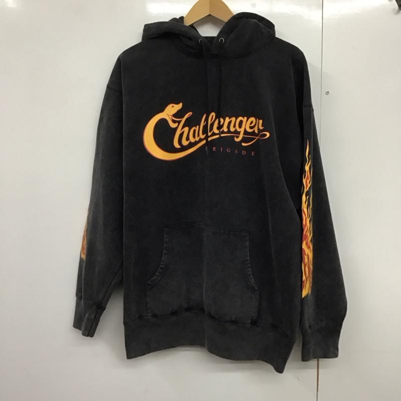 チャレンジャー CHALLENGER パーカー 長袖 長袖パーカー プルオーバーパーカー スウェット L プリント 灰 / グレー /  メンズ USED 古着 中古 10141386
