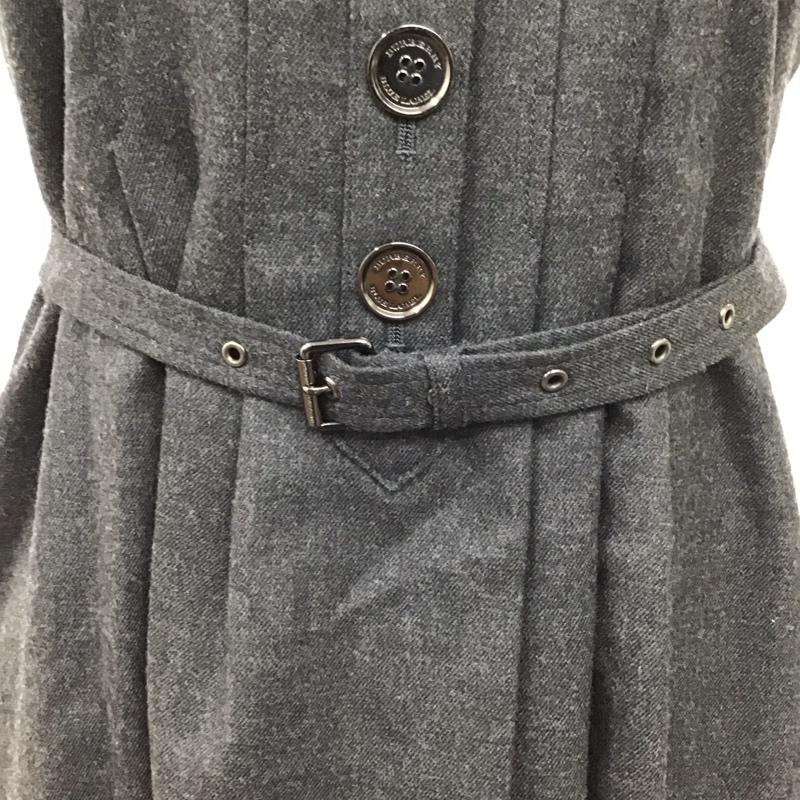 バーバリーブルーレーベル BURBERRY BLUE LABEL ワンピース ひざ丈スカート FMF63-595-08 半袖 スクエアネック 36 無地 チャコールグレー / チャコールグレー /  レディース USED 古着 中古 10115012