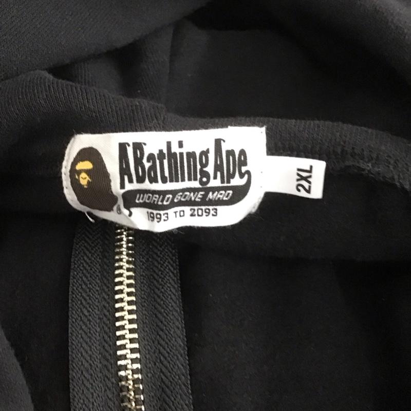 アベイシングエイプ A BATHING APE パーカー 長袖 ジップアップパーカー 長袖パーカー フード付きパーカー XXL ロゴ、文字 黒 / ブラック /  メンズ USED 古着 中古 10107415