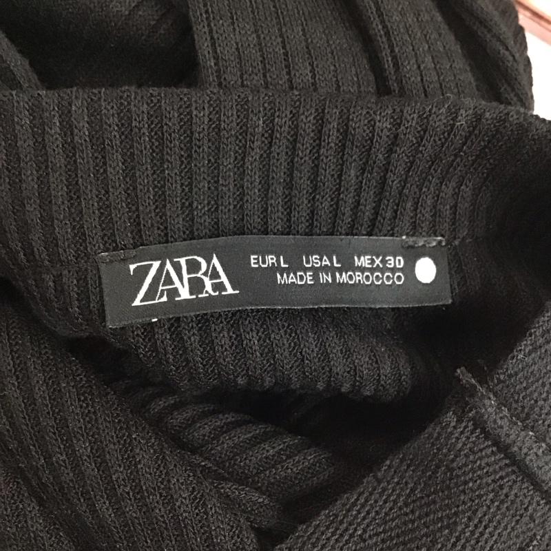 ザラ ZARA カーディガン 長袖 0264 603 800 ロング丈 Vネック L 無地 黒 / ブラック /  レディース USED 古着 中古 10120036